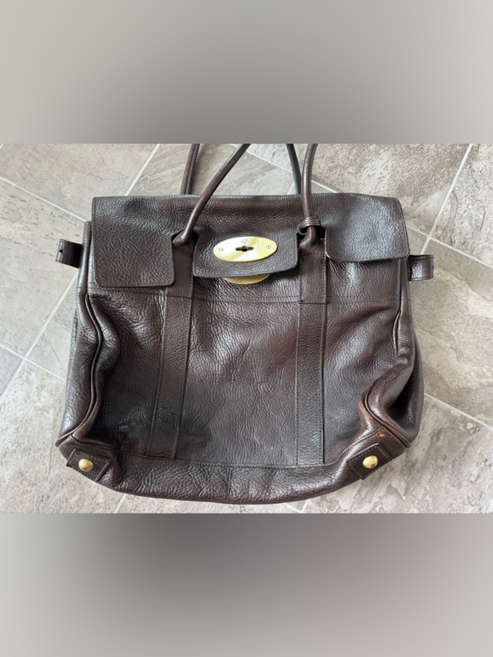 Mulberry Dark Brown Leather Bayswater Satchel with Gold Turnlock - Picture 15 of 16